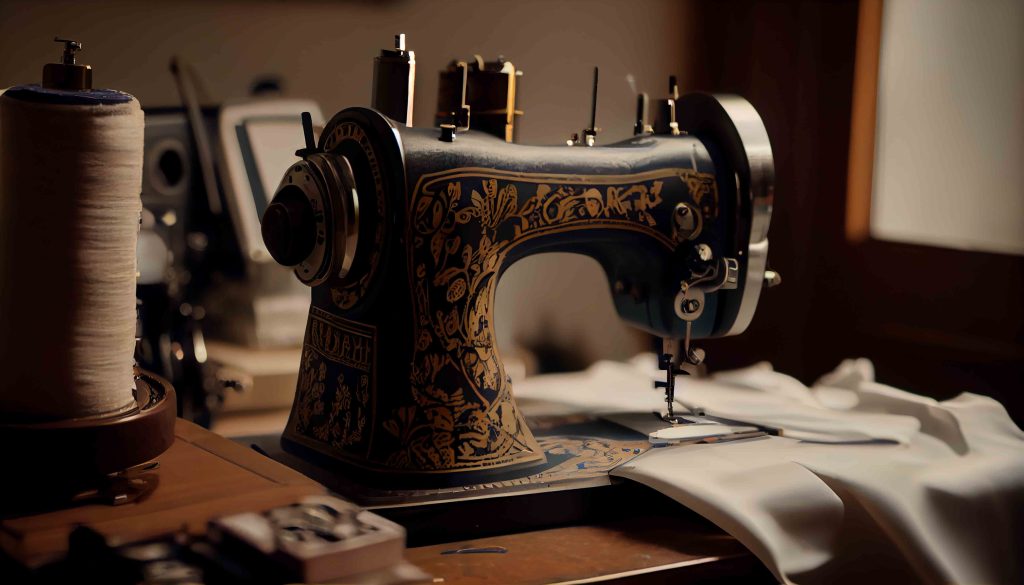 Tailor Working On Sewing Machine In Close Up Generated By Ai